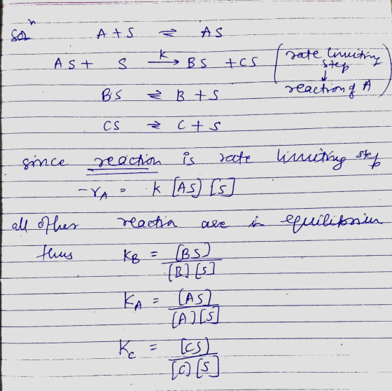 so Ats 2 AS Ast s Ky → BS tcs sate truiting step reaction of A BS Z Bts CS रे cts 2 are since reaction is late limiting step