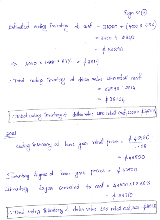 Poge No(3 Esimadked cndigg invenoy ab f 31650 y00 x 56%) 316S0 40 33890 42814 4000 x 1a5x6 dellan value LIFO rebail cof Total