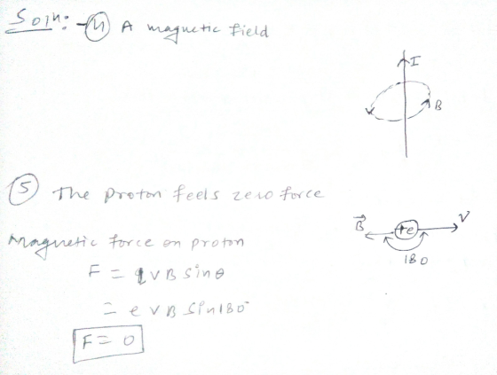 Sony A magnetic field The proton feels zero force 180 Pragnetic force on proton F =qvB sino evB sinio F = 0
