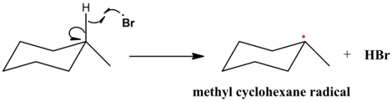 Н
Br
HBr
methyl cyclohexane radical