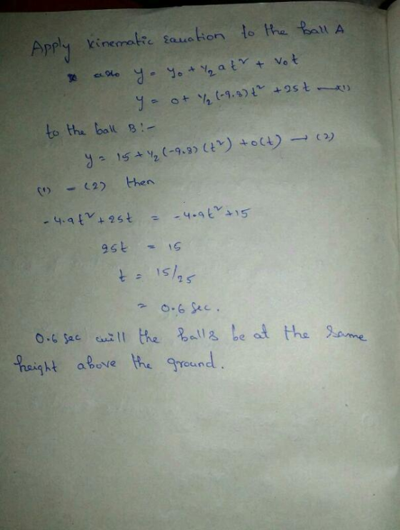 Apply kinmalte taua ion le ha Ball A to tha ballB: -12) then (1) 1S 2 rosinhtatuve the greun d