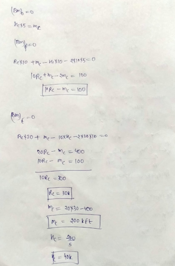 (Bmb to H45 - me p= Rex10 tmc - Hello - 2X10 X5=0 loRethe-ame 100 LIORC - Mc =100 Bm) Re+20+ mc- 10x4c-2420810 zo RORc-me=400
