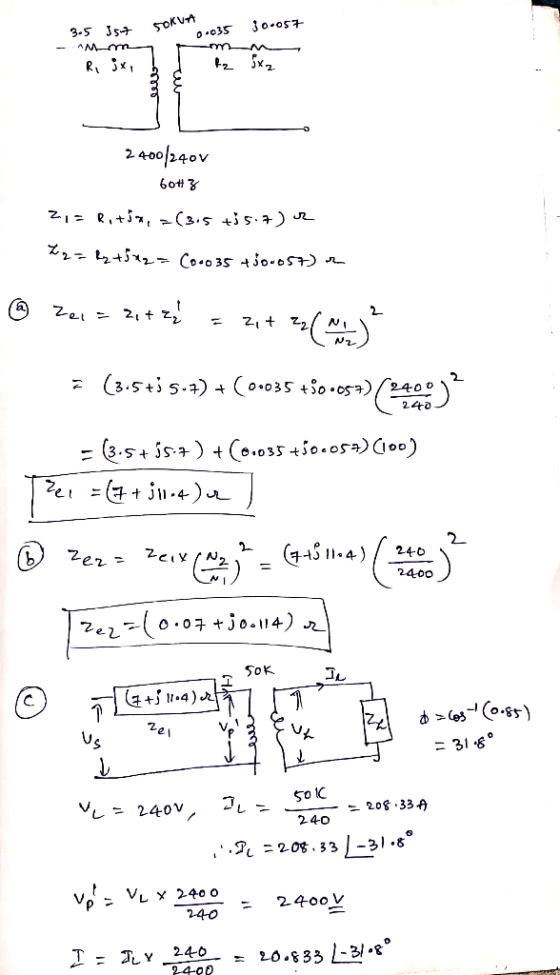 3-5 357 SOKVA 0.035 30-057 - Mm R, 3x, , #, Jх, 2400/240V 6otz 2,= R1+52, +(3.5 +5.7) uz t2 = ly tin2 = (0.0 35 1500057) = (3
