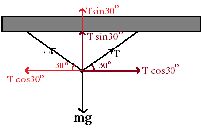T sin30° 30o Tcos30 T cos30 mg