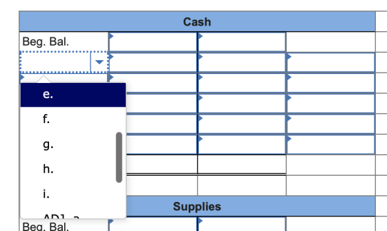Cash Beg. Bal. Supplies ani Beg. Bal.