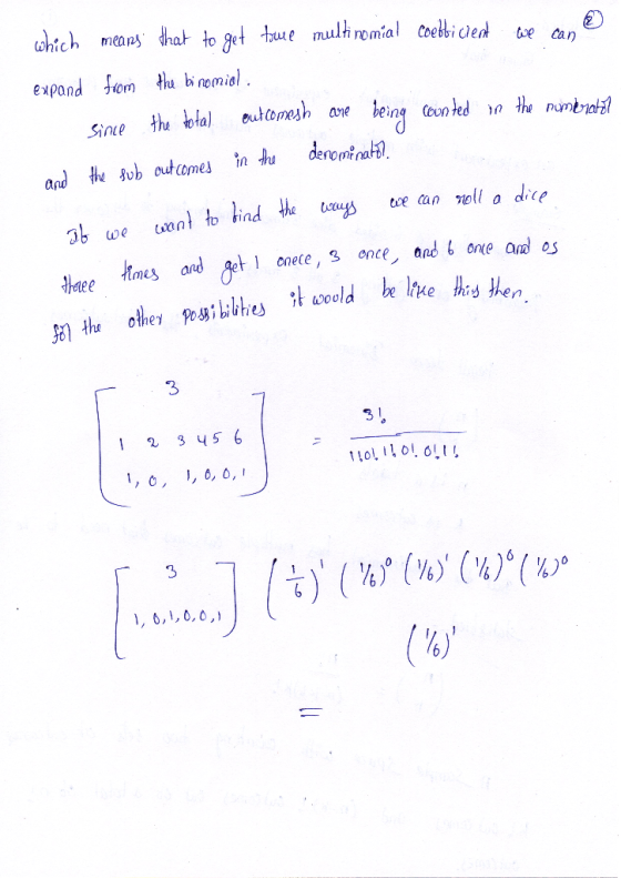 which means that to get twee multinomial coelbicient we can expand from the binomiol. Since the total outcomesh are being cou