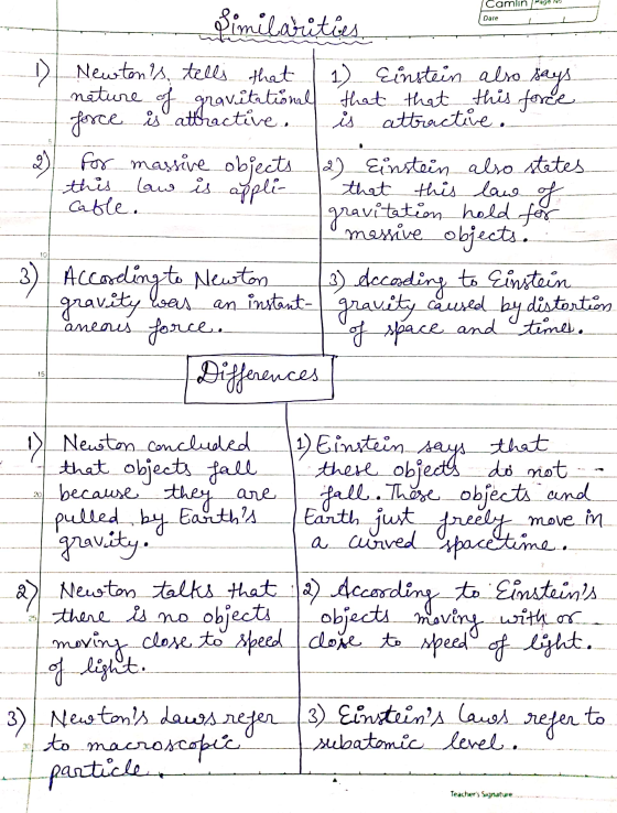 Camlin Pag Dale Pimilarities 1) Newtons tells that 1) Einstein also says that that this force force is atthactive, is attrac