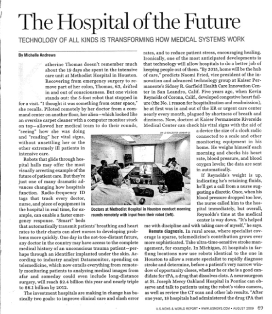 The Hospital of the Future TECHNOLOGY OF ALL KINDS IS TRANSFORMING HOW MEDICAL SYSTEMS WORK rates, and to reduce patient stre