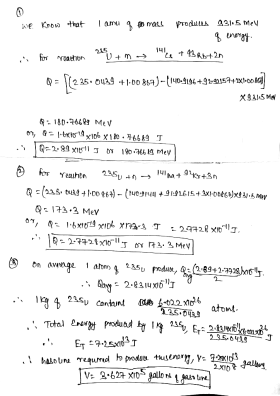 we know that I amu q to mass produces 93105 mev q energy. . for reaction 20+ mo le + 9386+21 = 11235.0439 +1.00867)–(140-919
