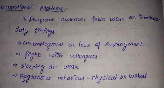 OCcupatfonal PRoblems: Faequent absences faom eonk on betve duty trmings 6 on loss Employment /CH Employment fight cohcolleau