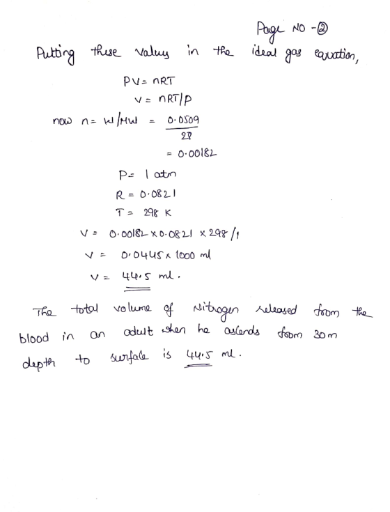 NO - ideal gas auation, thuse aluy Puting n to Pv- nRT now n wHW OOS09 23 - 0.0018 Peatm R = 0.082 T 298 K O.0018L x0-08 LI x