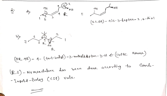 POH A RS i R IŚ 3 (2.5, 6R) - cis-3-hepten-2,6-diol 2 wyg 5 R - OH Name) (BR, AR) - 4- (tert-butyl) -3-methylheptan-3-01 € (I