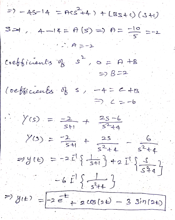 => -48-14 E ACs+4) +(BS+c) (5+1) 334,4-14 = f() =) ^= -405-2 : :: . A = -2 coefficients of s², o = A TB B=2 (oefficients of s