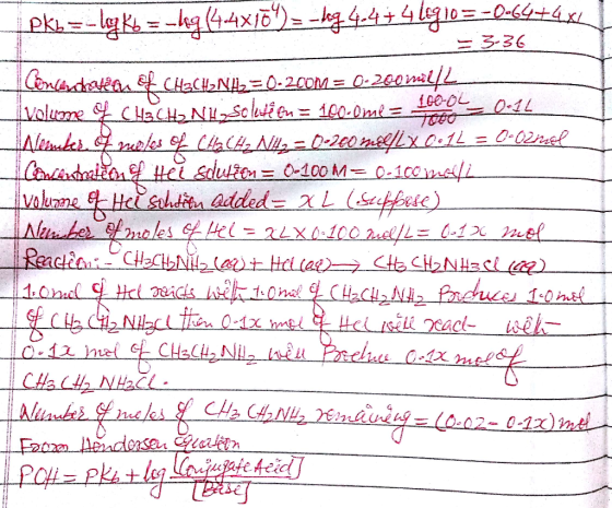 Pkb=-leg kb = -kg(4-4x154)=-beg 4444 legio=-0-64+4x4 = 3.36 Toode . Centerstate of CH3CH2Nb=0-200M = 0-200 mille volume ChaCh