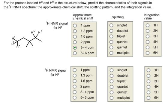 For the protons labeled Ha and Hb in the structure