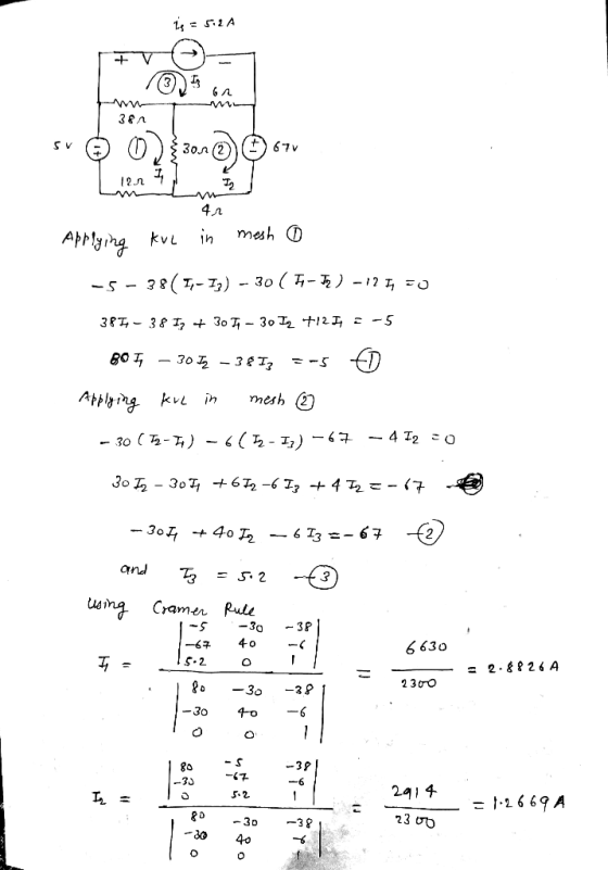 le = SILA Iro- son 38. 0 301) 670 La 41 Applying kve in mesh 0 -5 - 38(1,-1) - 30 ( 71-12) -12 I 0 3877 - 38 17 + 30 T7 - 30