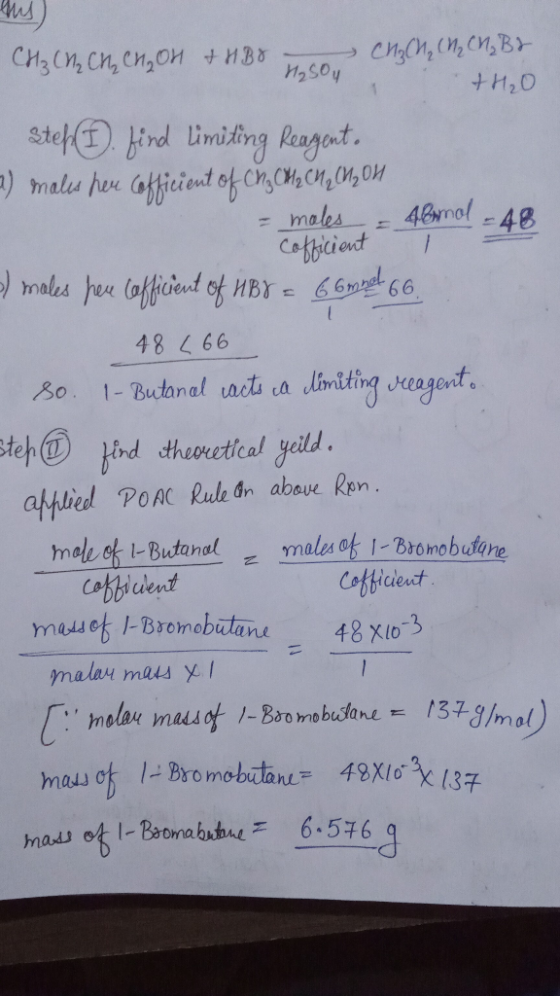 Сн, Си, сп, си,ои + и - си,си, си, си, В» H₂SO4 +H₂O Stef I. find limiting Reagent. =) males here officient of chy CH, CH, (M