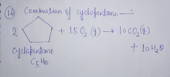 10 combustion of cyclopentano - 21 ) + 150,8 + 1000,(8) Cyclopentame + 10 H₂O С Ию