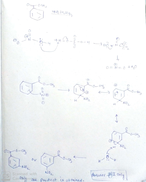 og OCH HND 14,504 -S-OH 0 = Neo +H2O OZO .O-CH₂ NO₂ NO s Scanned with NOG Answer (A) I only e Canonly none product is obtaine
