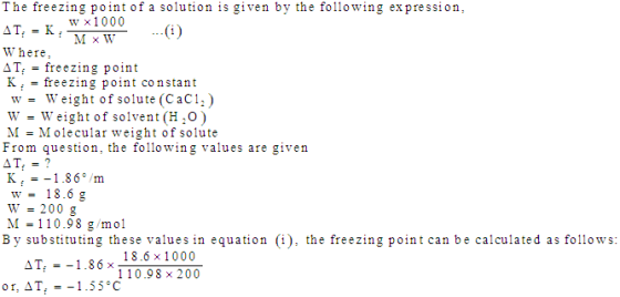 The freezing point of a solution is given by the following expression ATK Wx1000 Where ATfreezing point Kf = freezing point c