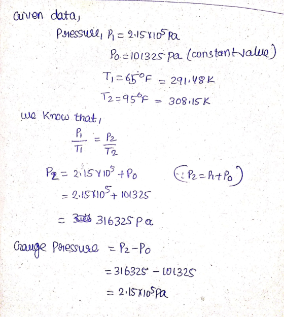 Cnven data, P9iessuse, P2.1SY10 Pa (constantaluo Po- 101325 Pa T) 6F 291.V8K T2295 P 308 LSK ue Knocw that P2 T2 Ti P2- 21SYI