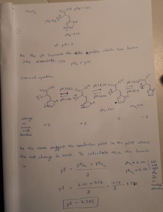 a oH pka = 1.92 PK = 9.17 NH Pka = 6.00 at pH=1 proton which has lower As the pH increase the acidic pka dissociale. Like oko