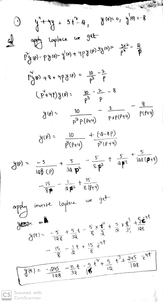 С. ow[Ф pa + : 51° , 8 (6)= o, © 2 - 8 apply Laplace we get Ре)- P80- + 8 + чра) - ? (FчP) 710) - - P50)- y») + ЧРЯ (Р) -3%)