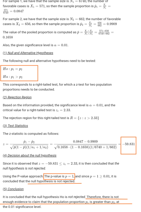 For sample 1, we have that the sample size is N1 = 6740, the number of favorable cases is X1 = 571, so then the sample propor