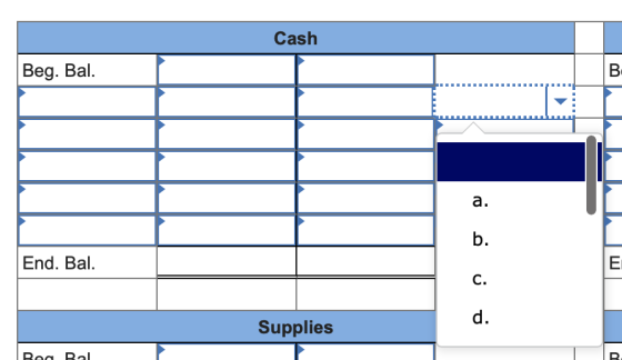 Cash Beg. Bal. End. Bal. o ó jo Supplies Rea Bal