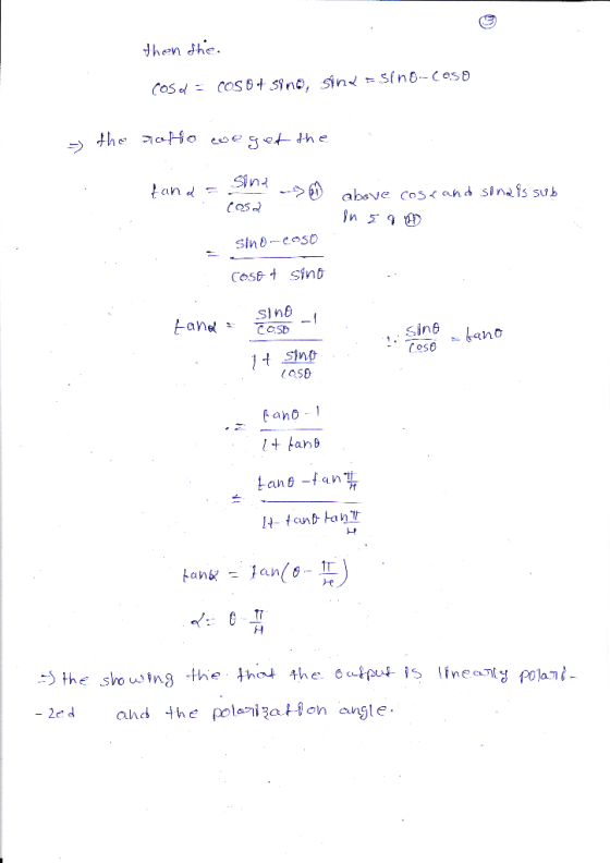 then the. Cos d = COS8+ Sino, sind = sino-coso - the ratio cwe get the Hand = cos > 1 above coscand sine is sub In sam Sino-c