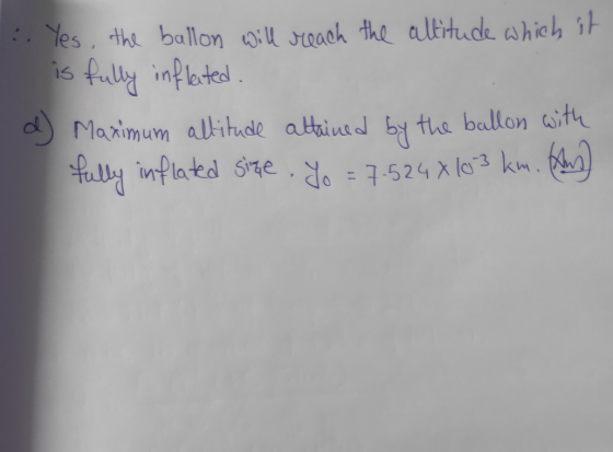 Yes, the ballon will reach the altitude which it is fully inflected Maximum altitude attained by the ballon with fully inflat
