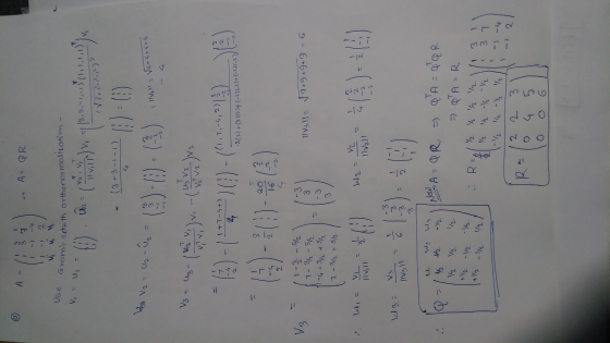 .2 ( 2 ) + ( 2 ) ( 274 ( -2 ) ( - 2 ) + ( - 2 ) ( - 2 ) ( 3 ) A - A= QR Use W 4 4 Grams schith orthonormalllation V, U, V2. V