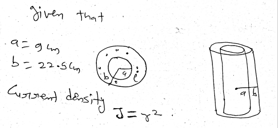 given that argus b=22.5cm Current density G a J=x2 2