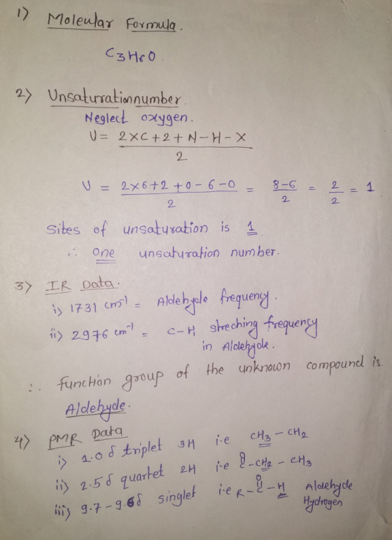 17 Moleular Formula C3Heo 2 Unsaturratinnumber Neglect 0ygen. V= 2xC+2t N-H-X 2 2x6+2+0- 6-0 8-6 - 1 2 2 sites of unsaturatio