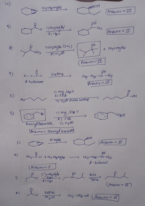 Hrver = - CH3 H 1) Chizing Br 2) Ho Anywer = OH 1) CHz ing Br (2eq.) + CH3 omger -a43 Answer=TI >> cake name MaBt4 C- C- g-bu