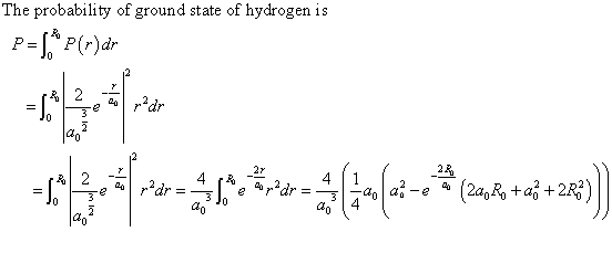 The probability of ground state of hydrogen is P=14 P(r)dr ti ct 23