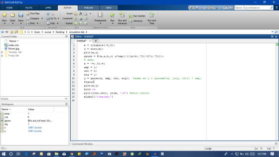 o X - MATLAB R2015a HOME - Search Documentation CE 3 PLOTS Find Files Compare - Print + New G Open D Run Section Save C: User