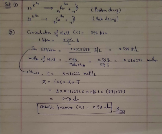 Solo L 1.kh - A B ( Punitron decay) 15k to → Cat B ( Beh decay) Concentration of Wall (c) 599 kom Ipohm ovol g So, 5586pm - 0
