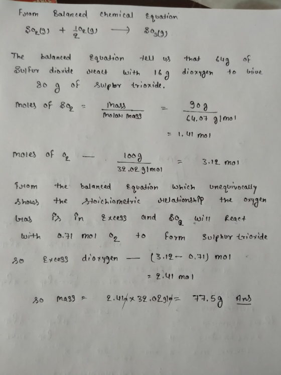 From Balanced chemical 809) + 10 (99 Equation 300 that dioxygen bug of to bive The balanced equation tell us Sulfur dioxide d