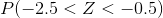 P(-2.5 <Z< -0.5 )