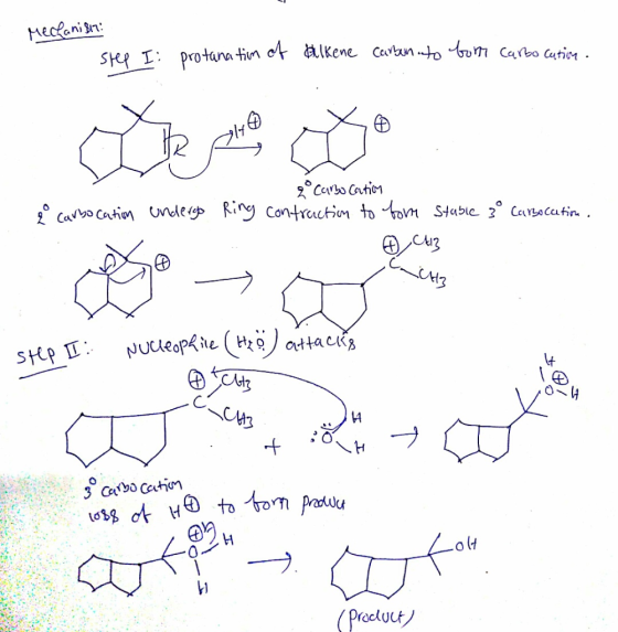Mechani87 Step I: protana tim of Hilkene Carbon to bon Carbocution. & carbocation undergo go carbocation Ring contraction to