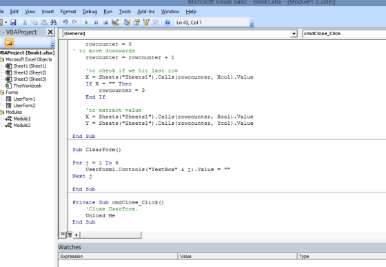 Microsoft Visual BasiC - BookT.xlsx - Modulel (Code le Edit View Insert Format Debug Run Iools Add-Ins Window Help VBAProject