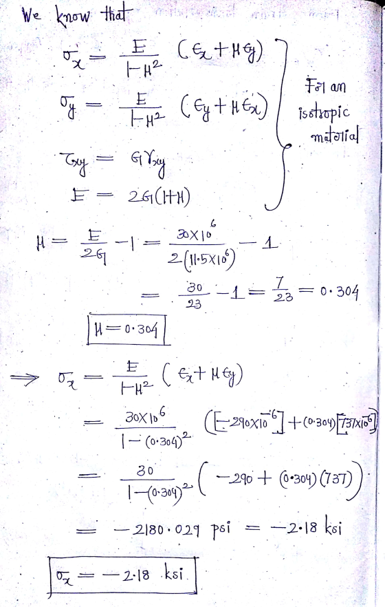We know that E FH2 (Get HG) X Ty E 1. M² (Ey + HG) Fayan isotropic matorial Try Giysig 261(ITH) E 6 30X10 HE E 26 L 211-5x16)