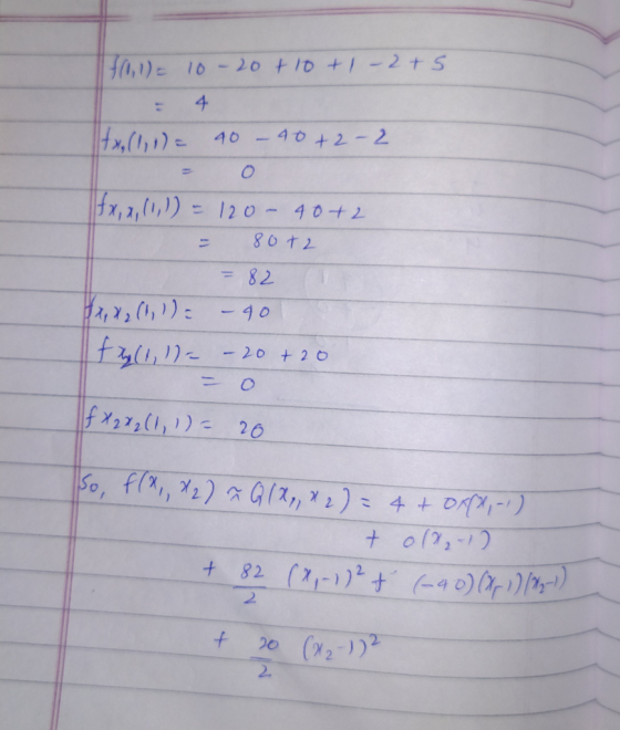 f(0,1)= 10-20 +10+1 - 2 + 5 - 4 tx(1,1)= 40 - 40+2-2 - O fx, x, (1,1)= 120 - 40+2 = 8072 = 82 $x, x2(1,1). – 40 fyllil)= – 20