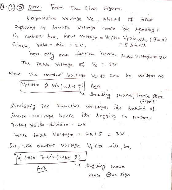 its leading volt- = 2V, hence, Q.@@ sotni From The Given Figure, Capacitive voltage ve ahead of input applied or or Source vo