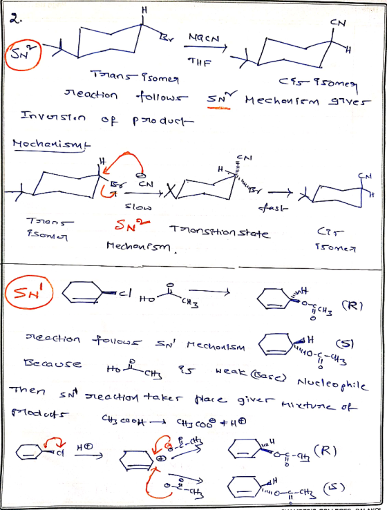 NOCN Trans reaction Inversion of THE Isomer follows SN product Cas9sonen Mechanism gives Mechanismit Byt fast slow - Trans ܡܚ