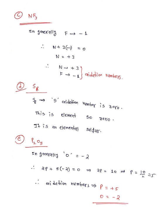 © NE In generally F = -1 N+36-1) = 0 N = +3 + N F + 3) -1 cidation numbers @ So 5o = s oxidation number is z ero. This is e