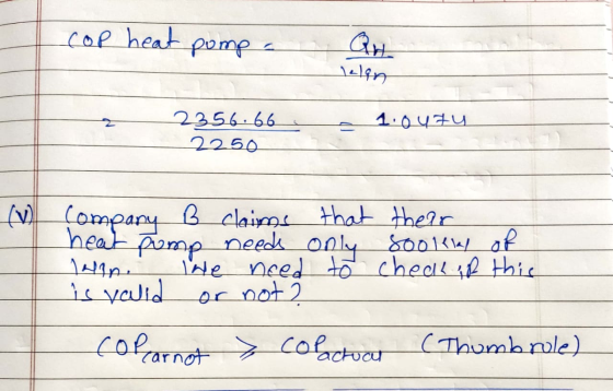 cop heat pumpa clan 1.0 uzu 2356.66 2250 (v) Company B claims that their heat pump needs only Sookly of Hin. The need to chec