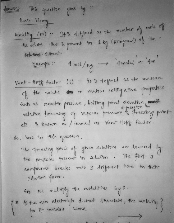 Anewer. howe This quetion goes by it woes Basic Theory Motality (m) . It is defined as the number of moks of the solure that