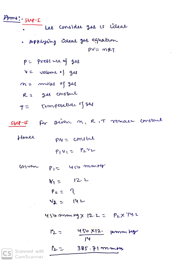 Pmmsstup-£ Let Considu gas is Ucleas APPzing Coleal ges eguabam PV= mRT PPrees wra a^ag voume ga3 R 2 2as constel Tempesabu s